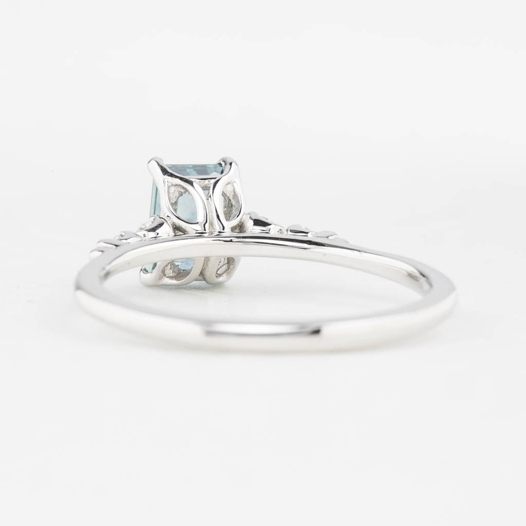 Estel Fleur Four Prongs Ring 1.04ct Light Blue Montana Sapphire, 14K White Gold (One of a kind)