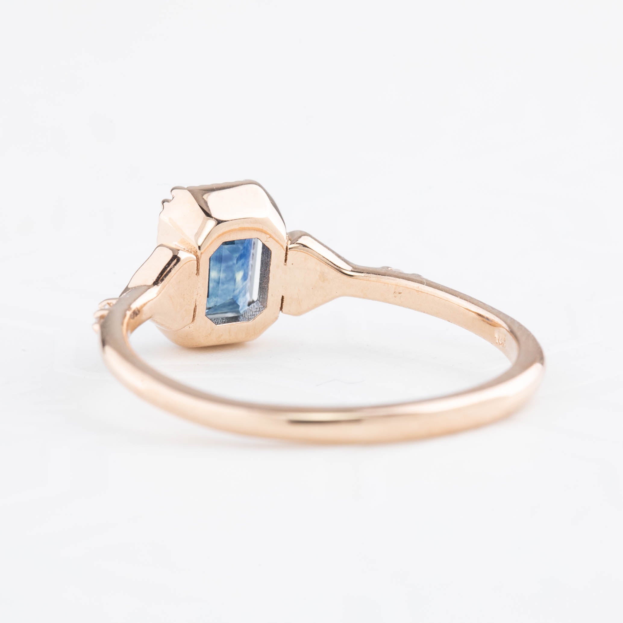 Agatha Ring, 1.11ct Deep Teal Blue Emerald Montana Sapphire, 14k Rose Gold
