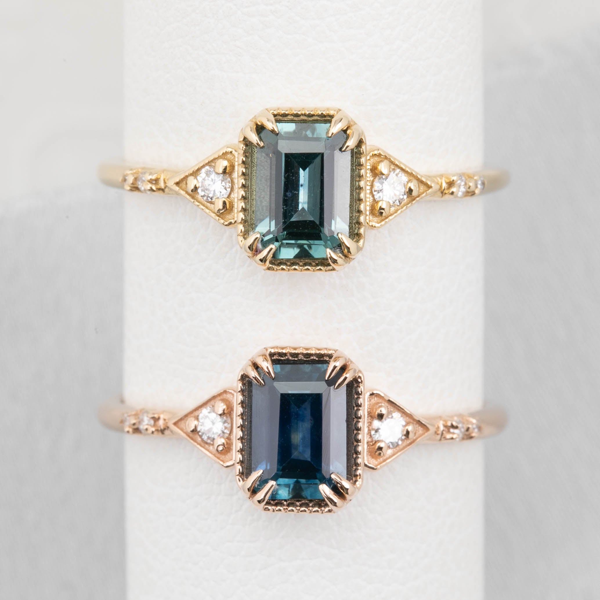Agatha Ring 1.21ct Blue Montana Emerald Cut Sapphire, 14K Yellow Gold (One of a kind)