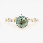 Maria Luxe Grand Ring 1.74ct Parti Blue Green Madagascar Sapphire, 14k Yellow Gold (One of a kind)