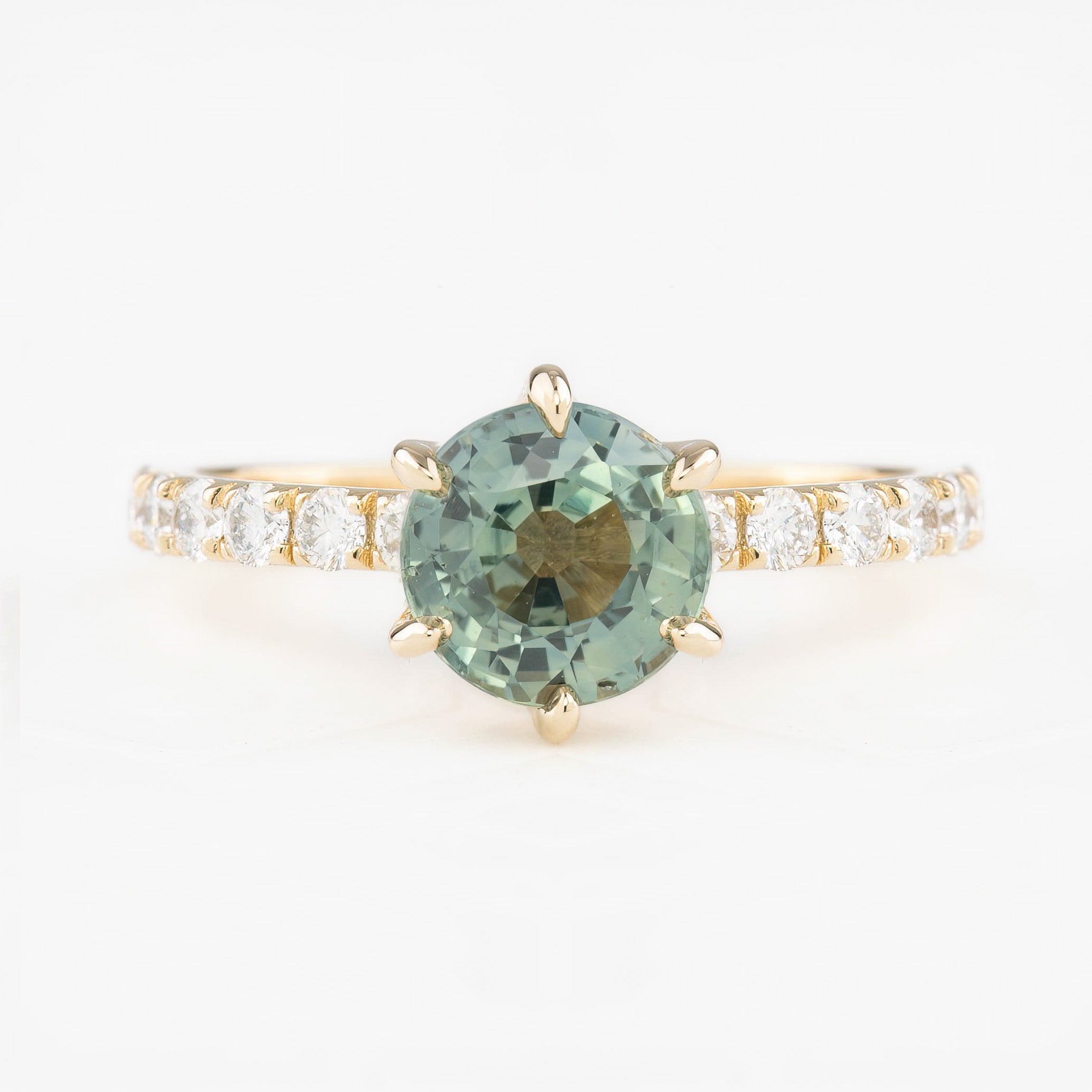 Maria Luxe Grand Ring 1.74ct Parti Blue Green Madagascar Sapphire, 14k Yellow Gold (One of a kind)