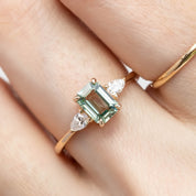 Olivia Ring 1.06ct Light Green Madagascar Sapphire, 14K Yellow Gold (One of a kind)