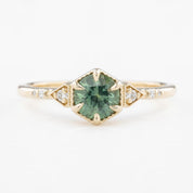 Agatha Ring 0.74ct Round Green Montana Sapphire, 14K Yellow Gold (One of a kind)
