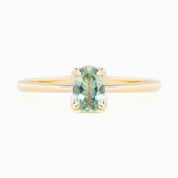 Sara Ring 0.69ct Parti Aqua Green Montana Sapphire, 14K Yellow Gold (One of a kind)