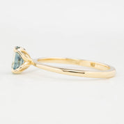 Sara Ring 0.69ct Parti Aqua Green Montana Sapphire, 14K Yellow Gold (One of a kind)