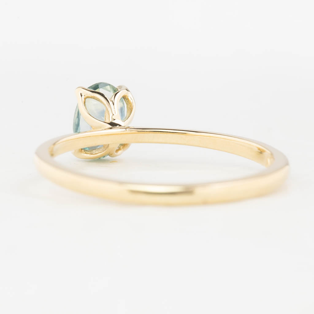 Sara Ring 0.69ct Parti Aqua Green Montana Sapphire, 14K Yellow Gold (One of a kind)