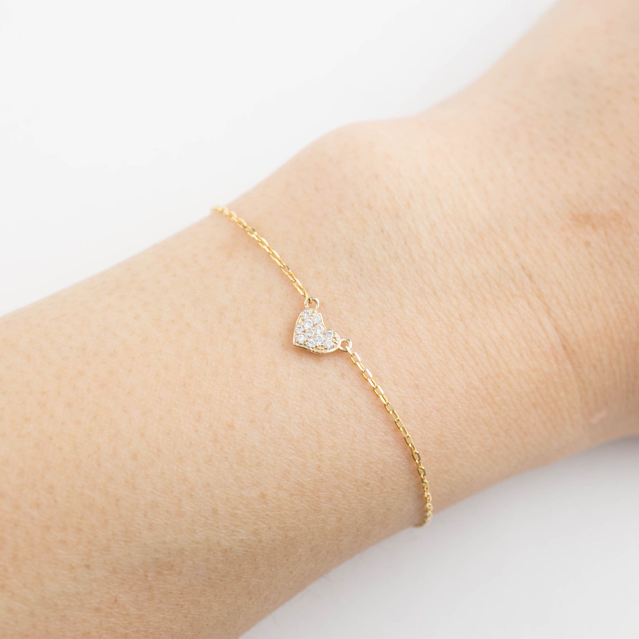 Heart bracelet Pave or Plain Style