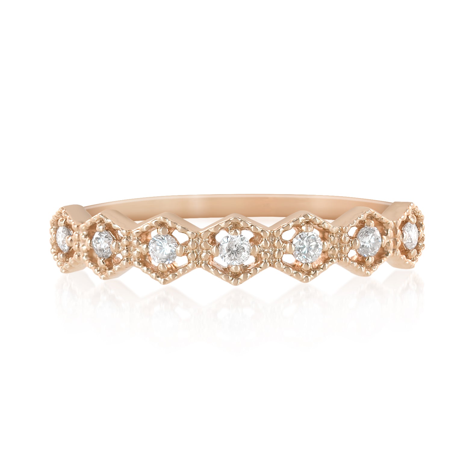 Milgrain Hexagon Ring
