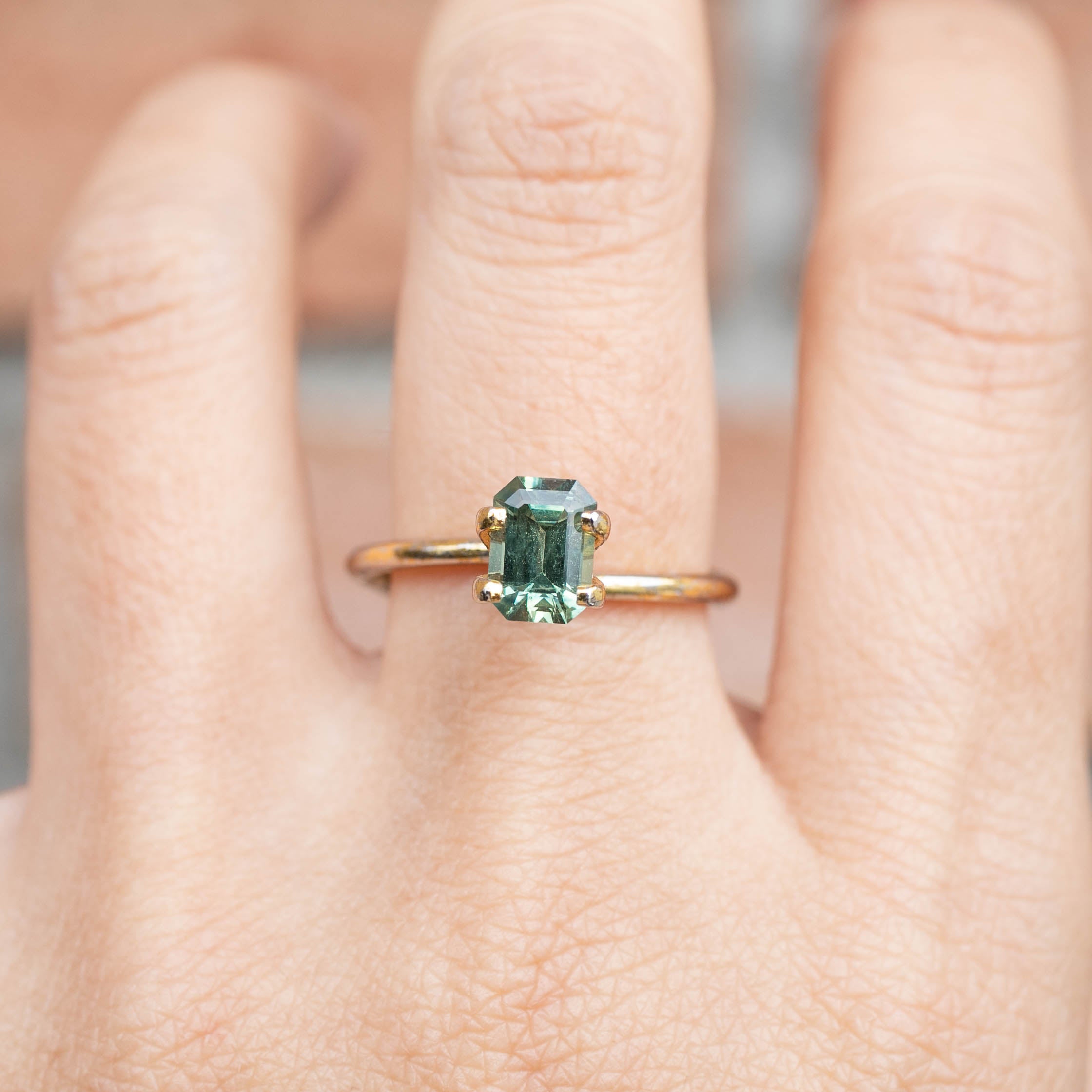 1.16ct Emerald Cut Light Green Montana Sapphire
