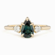 Ayana Ring, 1.09ct Teal Blue Pear Queensland Sapphire