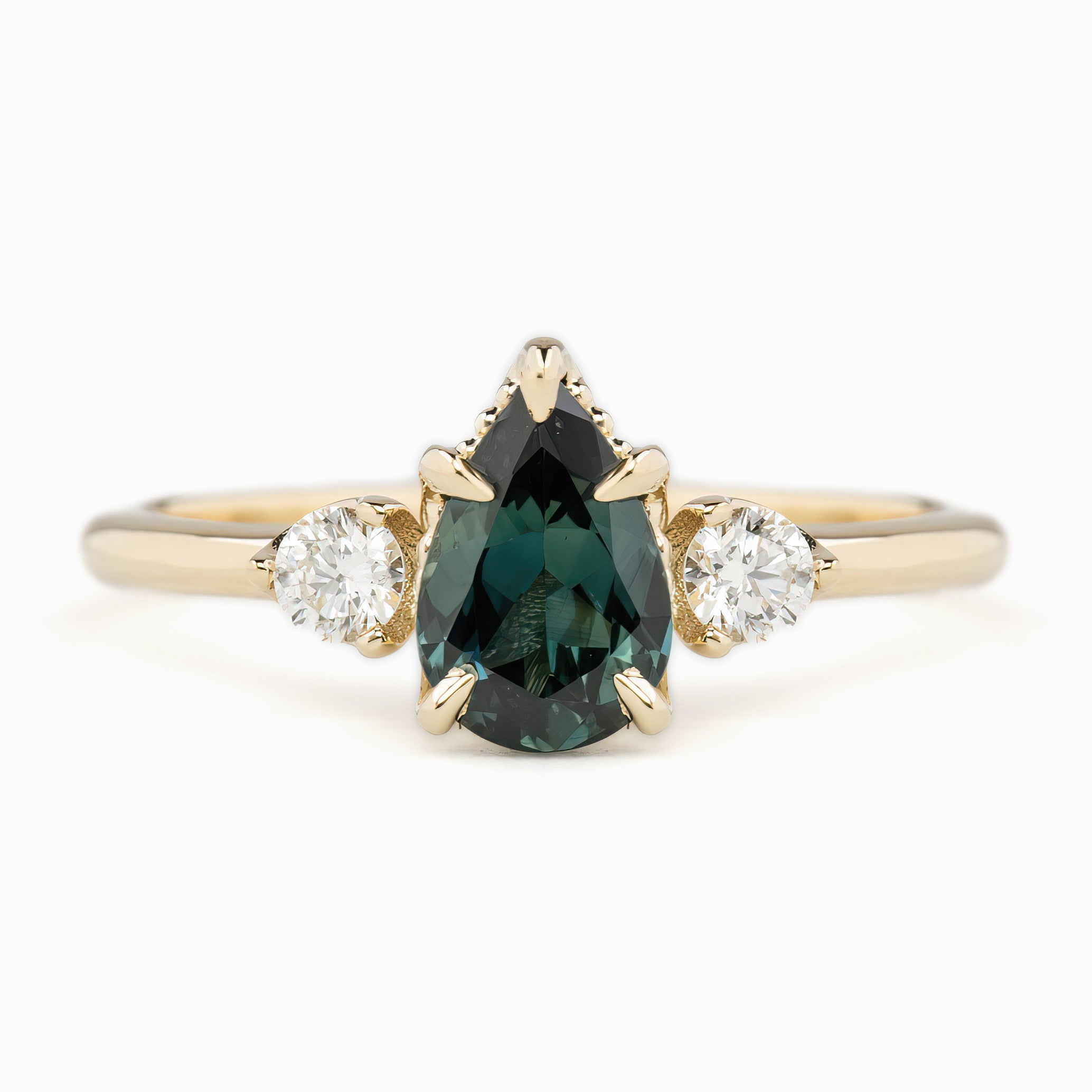 Ayana Ring, 1.09ct Teal Blue Pear Queensland Sapphire