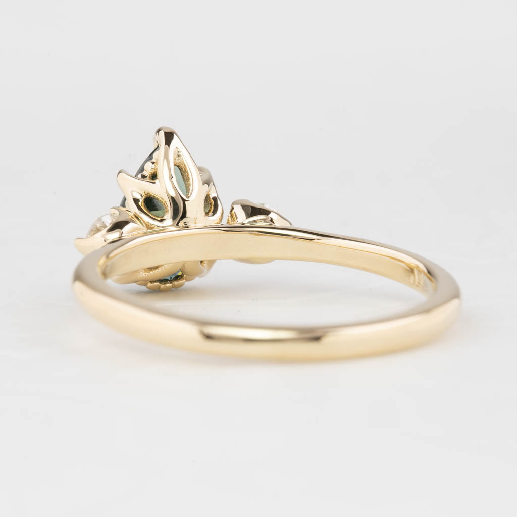 Ayana Ring, 1.09ct Teal Blue Pear Queensland Sapphire