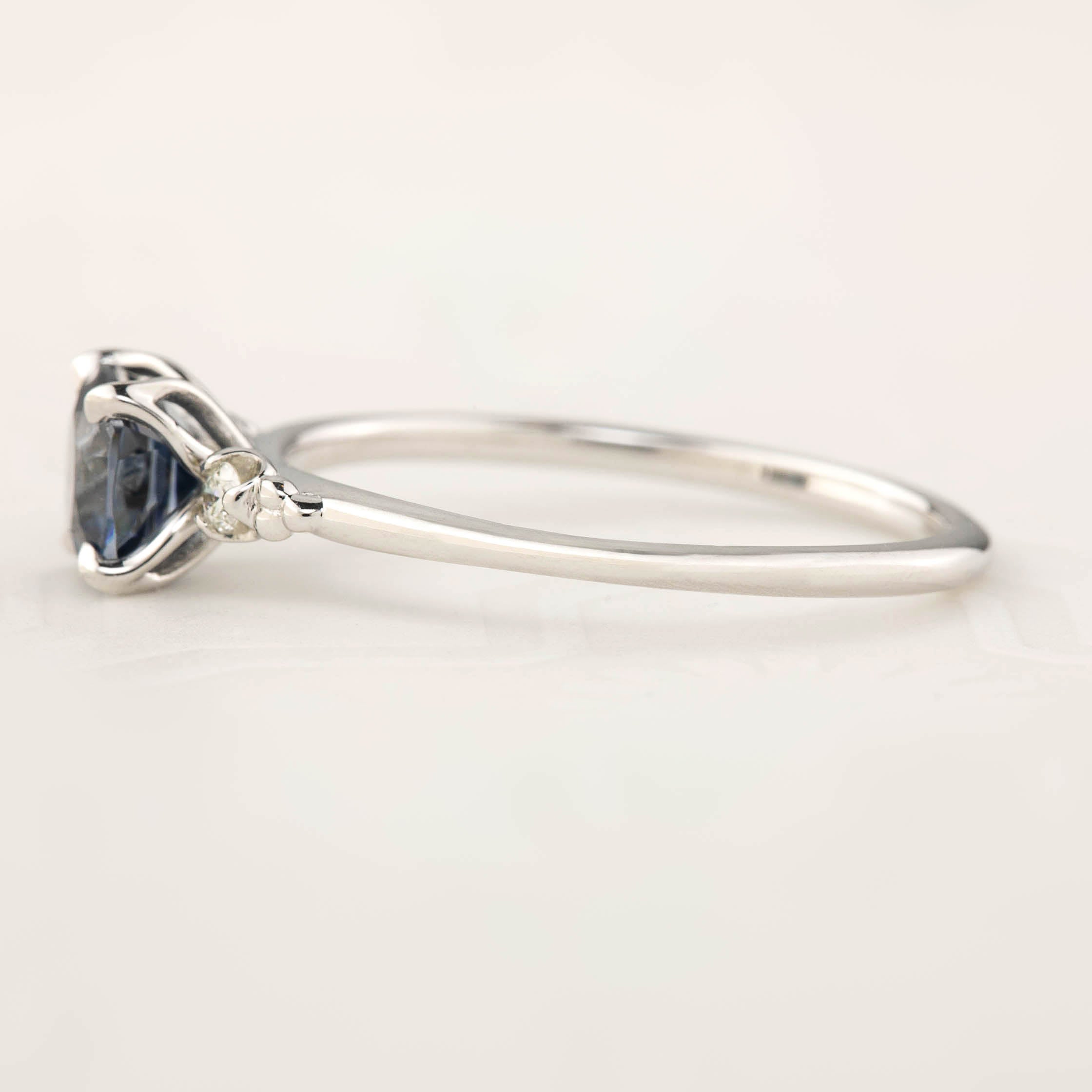 Estel Ring Cushion Cut 1.29ct Blue Spinel, 14k White Gold
