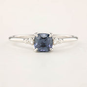 Estel Ring Cushion Cut 1.29ct Blue Spinel, 14k White Gold