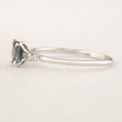 Estel Ring 0.73ct Cushion Cut Grey Blue Spinel, 14k White Gold (One of a kind)