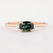 Emilie Ring - 0.96ct Unheated Peacock Queensland Sapphire, 14k Rose Gold (One of a kind)
