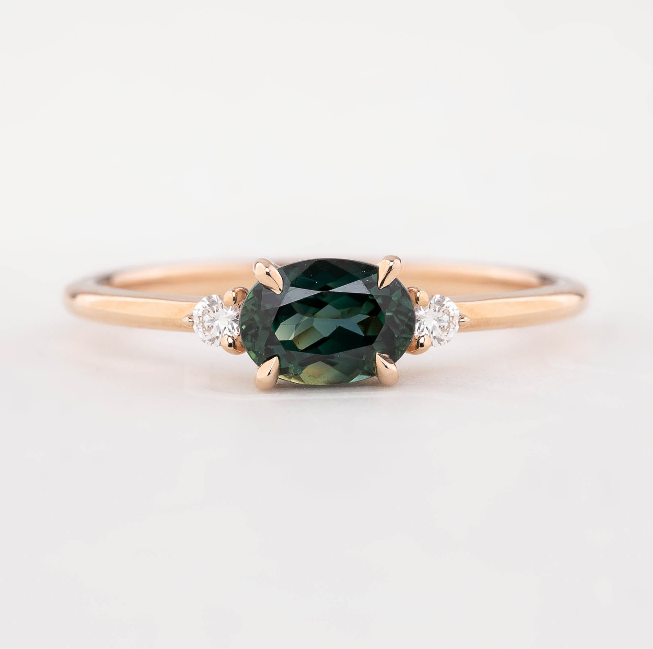 Emilie Ring - 0.96ct Unheated Peacock Queensland Sapphire, 14k Rose Gold (One of a kind)