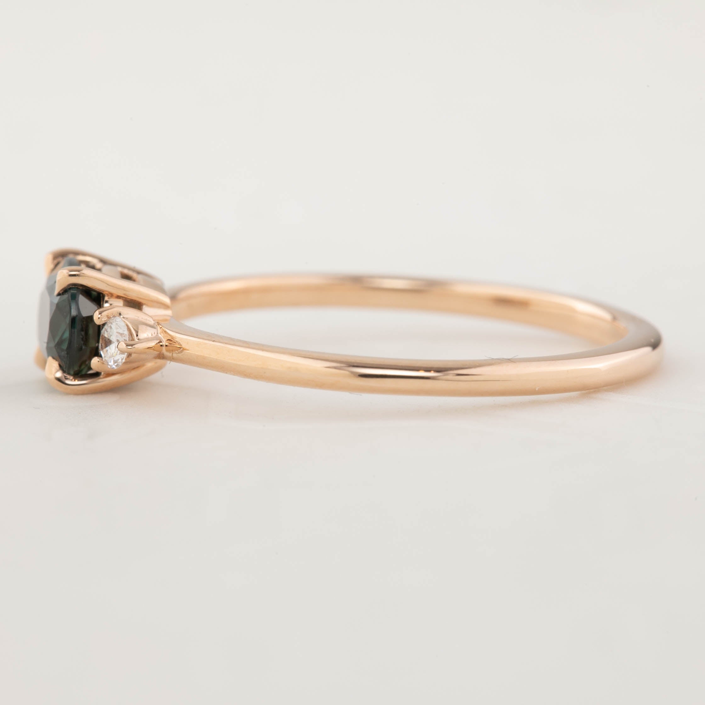 Emilie Ring - 0.96ct Unheated Peacock Queensland Sapphire, 14k Rose Gold (One of a kind)