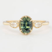 Diana Ring 1.20ct Unheated Oval Green Queensland Sapphire (One of a kind)