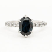 GIA Certified 2.39ct Deep Teal Blue Queensland Sapphire Maria Luxe Ring, Platinum