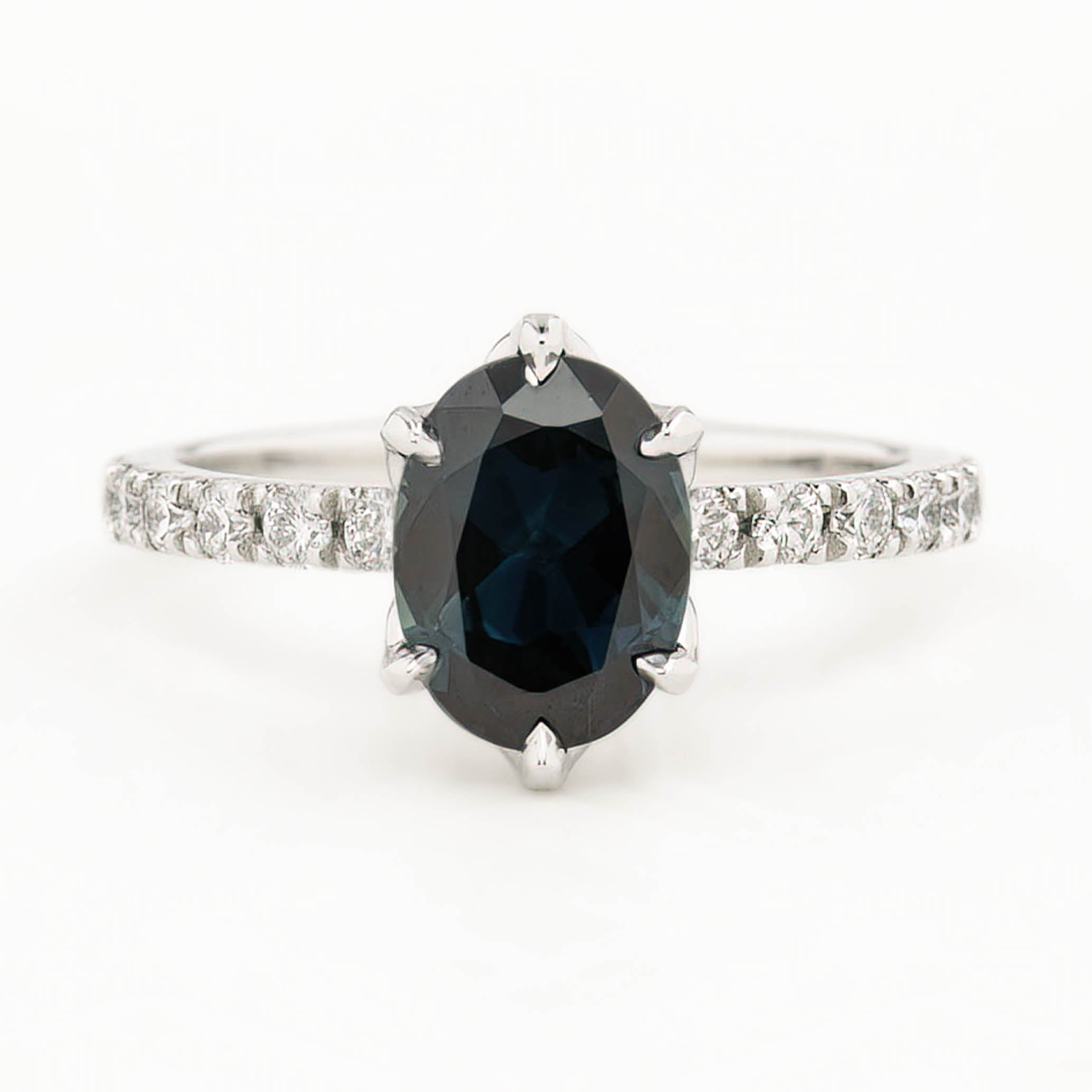 GIA Certified 2.39ct Deep Teal Blue Queensland Sapphire Maria Luxe Ring, Platinum