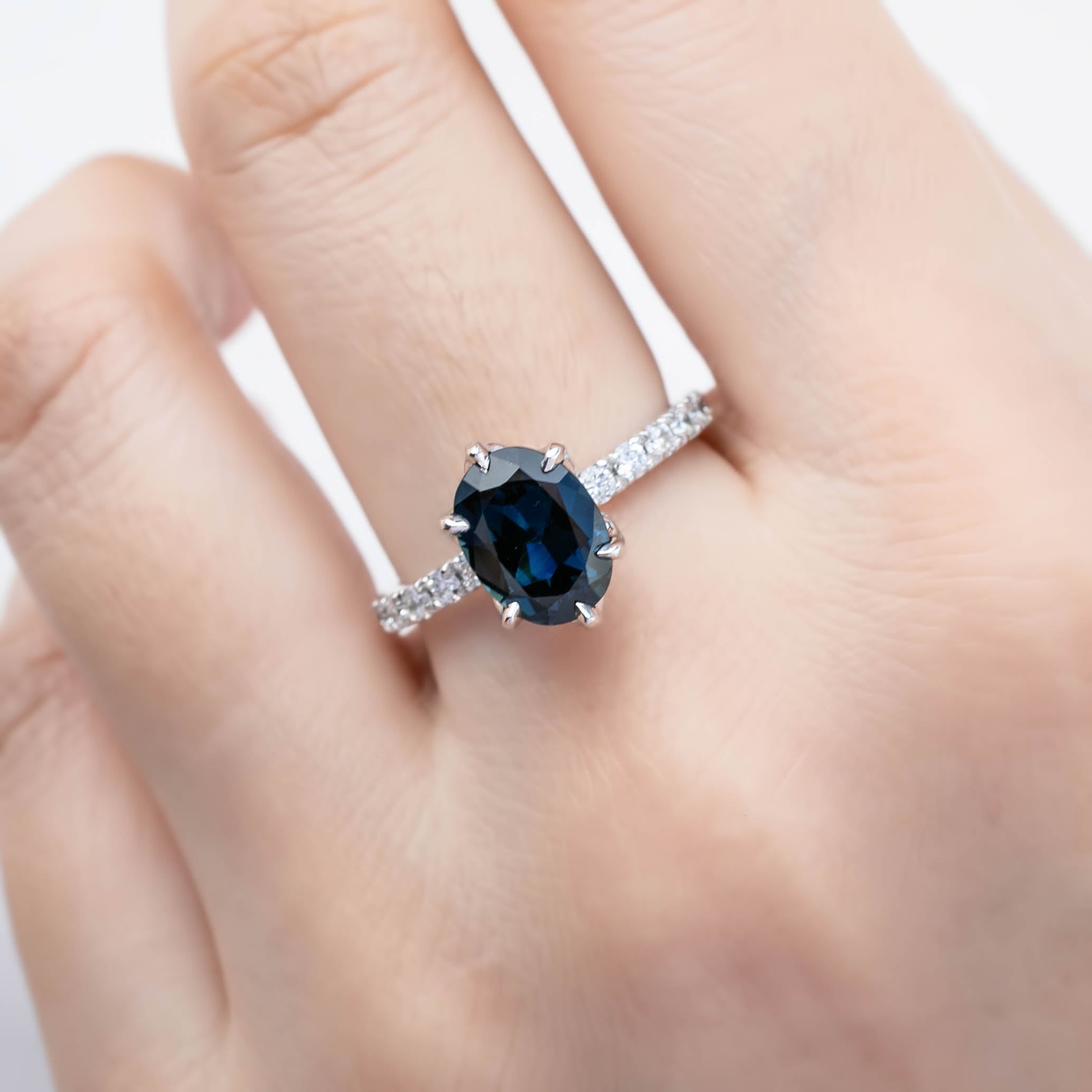 GIA Certified 2.39ct Deep Teal Blue Queensland Sapphire Maria Luxe Ring, Platinum