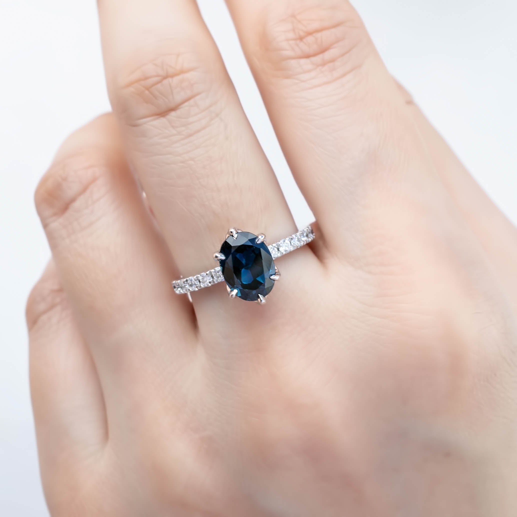 GIA Certified 2.39ct Deep Teal Blue Queensland Sapphire Maria Luxe Ring, Platinum