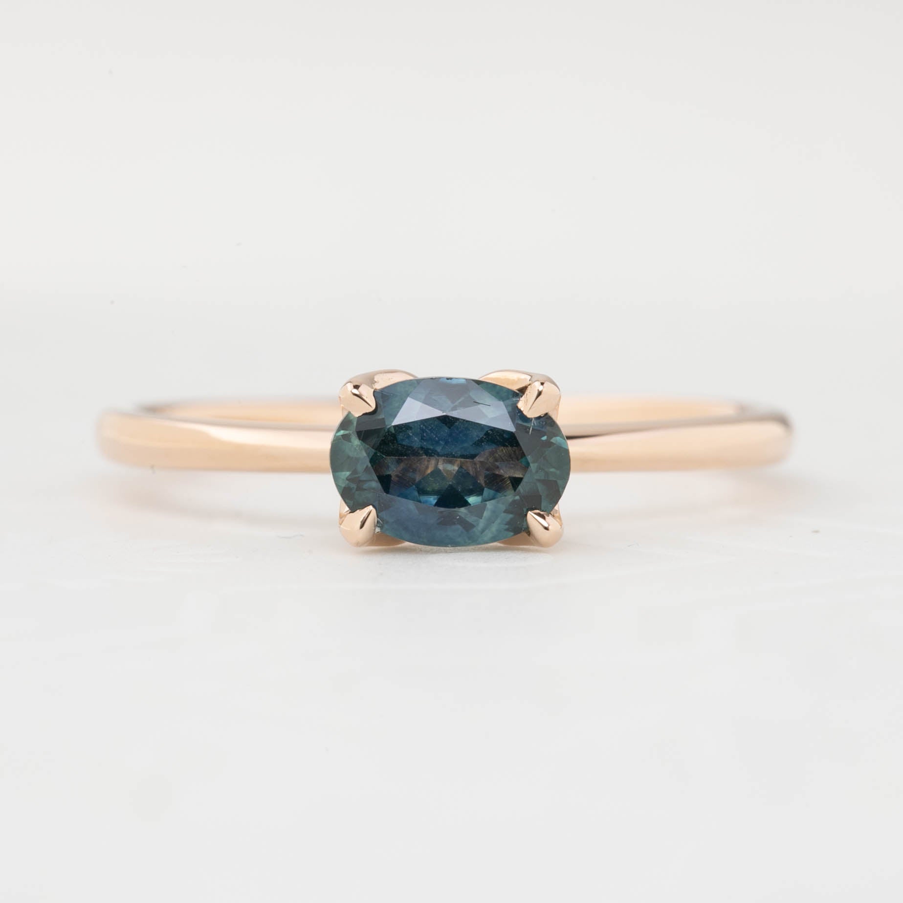 【一点物】サラリング ・0.86ct・加熱モンタナ産ブルーグリーンサファイア・K14RG