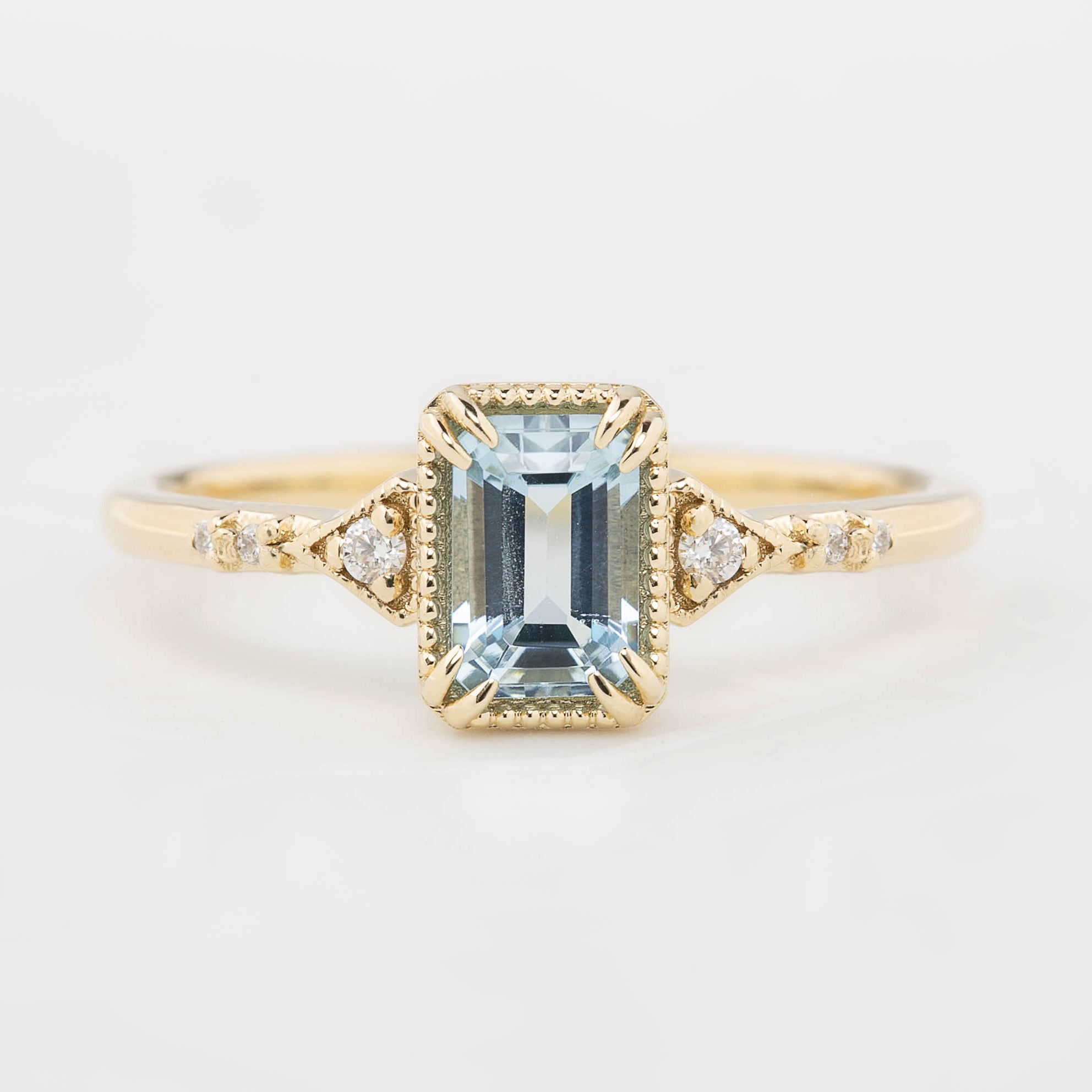 【即日配送】アガサリング・0.60ct・アクアマリン・K14YG