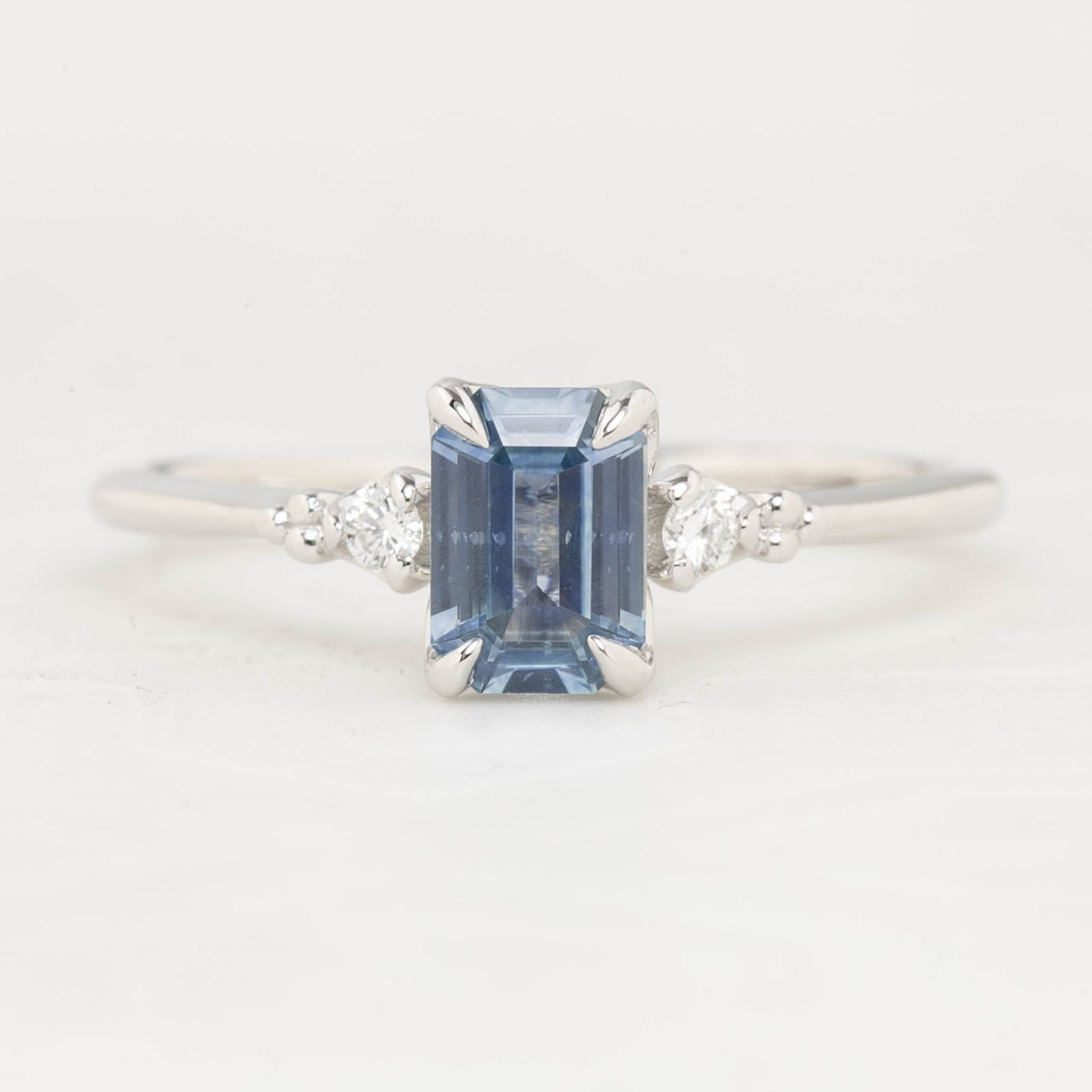 Estel Ring 0.80ct Light Blue Emerald Montana Sapphire, 14k White Gold (One of a kind)