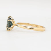 Floryn Ring 1.89ct Unheated Blue Green Oval Queensland Sapphire Ring, 14k Yellow Gold (One of a kind)