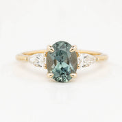 Olivia Grand Ring, GIA Certified 2.52ct Color Changing Light Blue Green/Purple Montana Sapphire