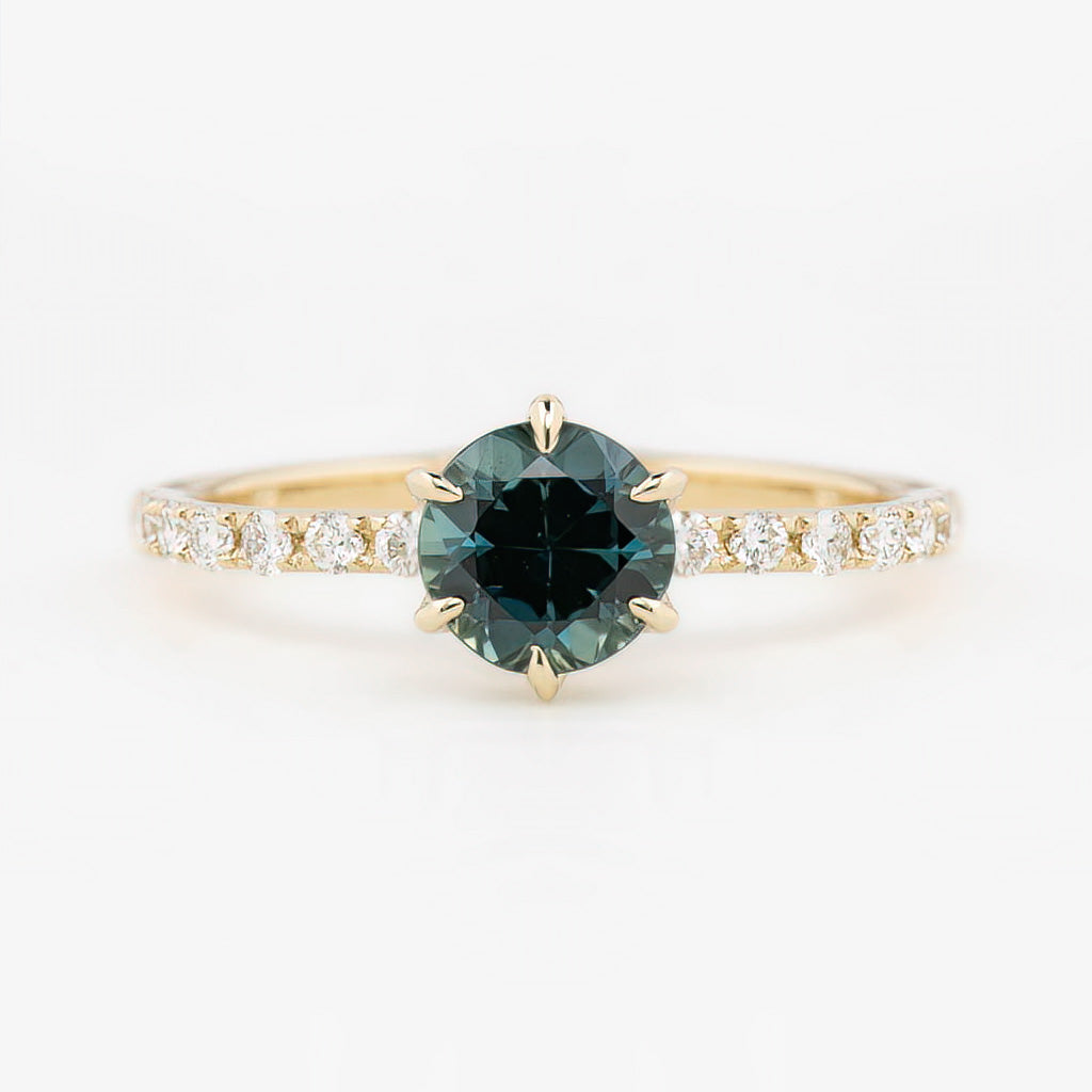 Maria Luxe Ring, 1.11ct Blue Green Queensland Sapphire