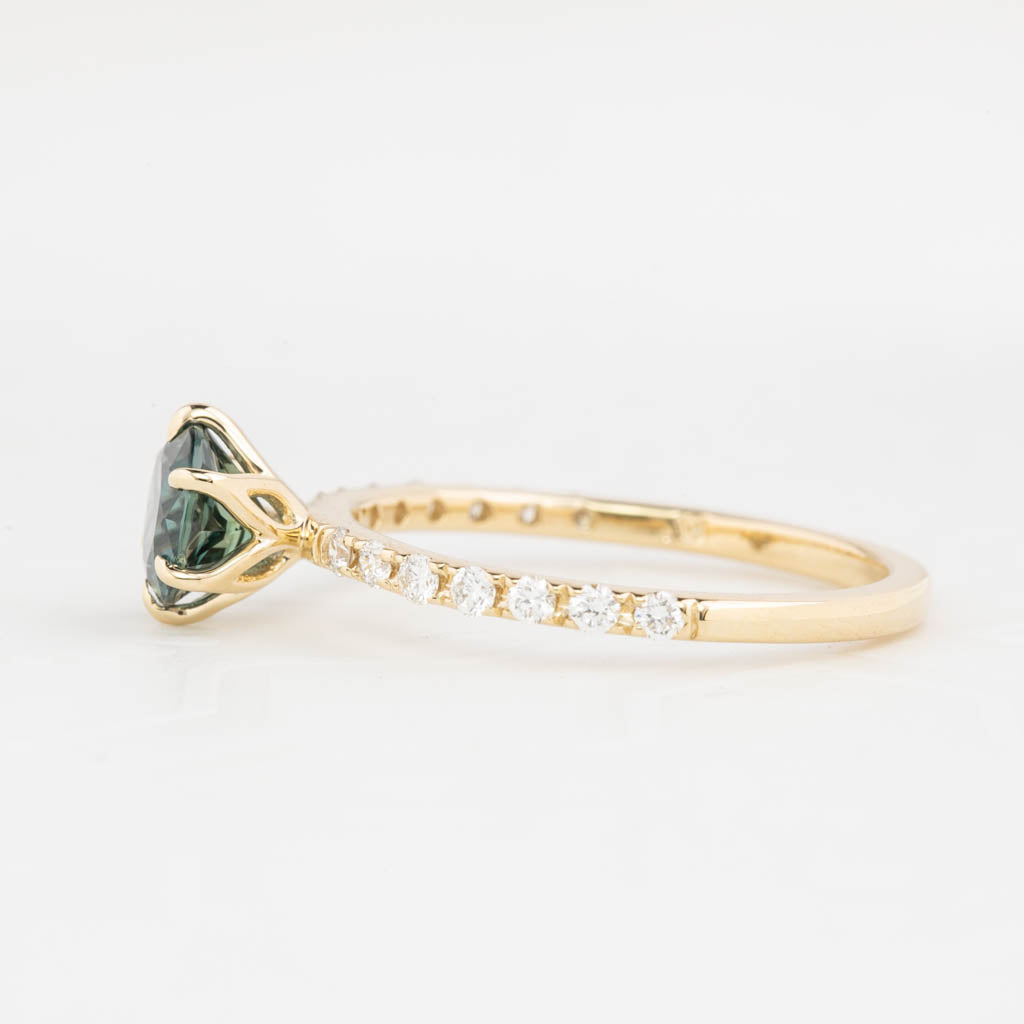 Maria Luxe Ring, 1.11ct Blue Green Queensland Sapphire