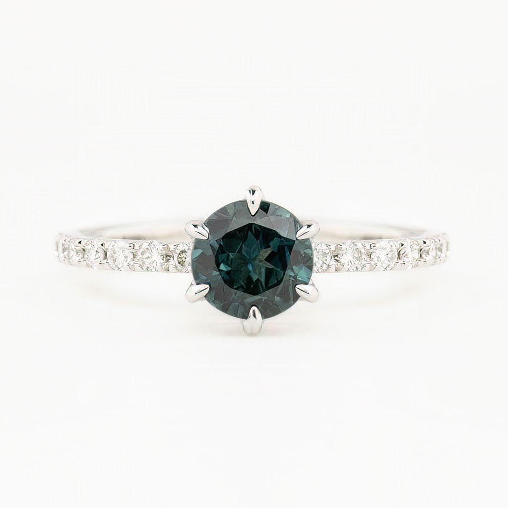 Maria Luxe Ring, 1.03ct Deep Teal Blue Queensland Sapphire
