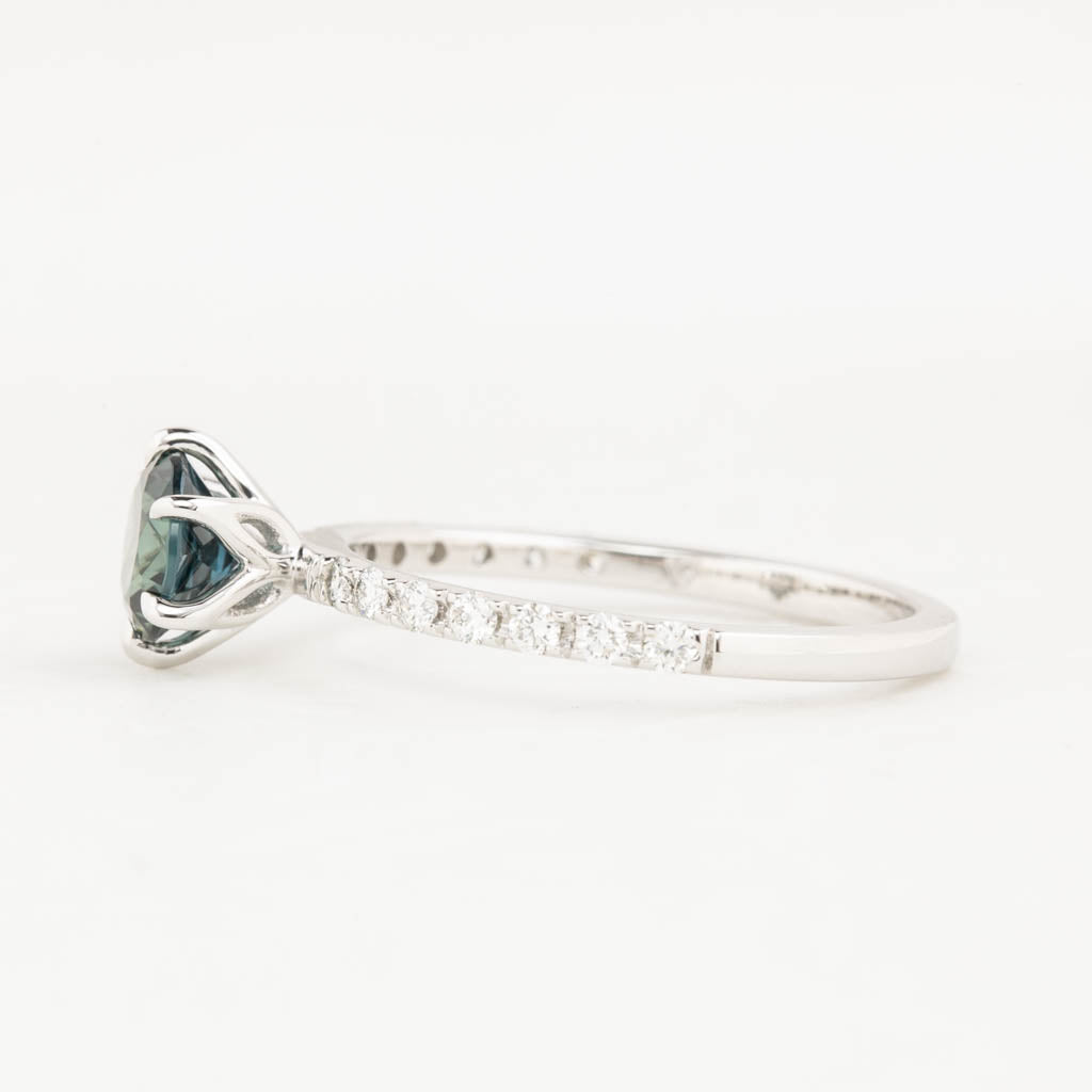 Maria Luxe Ring, 1.03ct Deep Teal Blue Queensland Sapphire