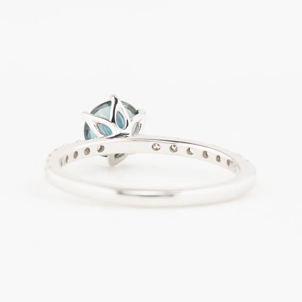 Maria Luxe Ring, 1.03ct Deep Teal Blue Queensland Sapphire