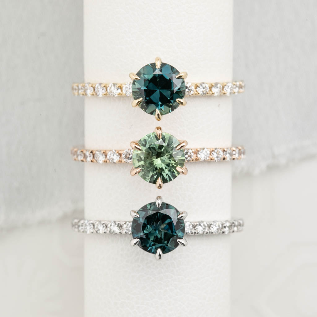 Maria Luxe Ring, 1.03ct Deep Teal Blue Queensland Sapphire