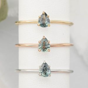 【即日配送】サラリング ・0.35ct・非加熱ブルーグリーンサファイア・K14YG