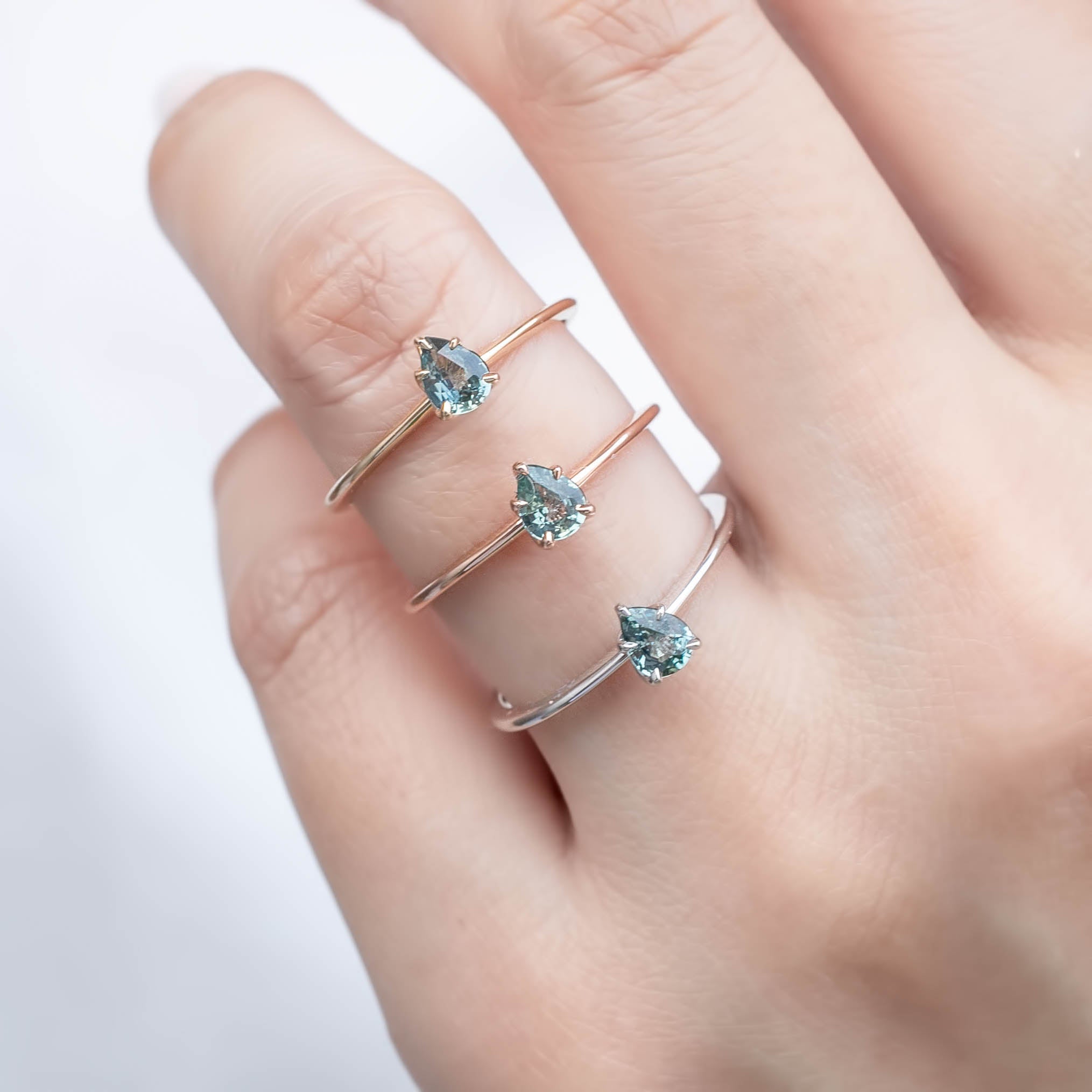 【即日配送】サラリング ・0.35ct・非加熱ブルーグリーンサファイア・K14YG
