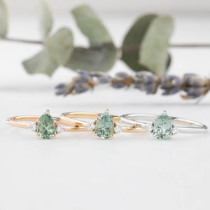 【即日配送】エミリーリング ・0.45ct・加熱モンタナ産ライトグリーンサファイア・K14YG