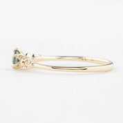 Estel Fleur Six Prongs Ring 4mm 0.30ct Light Blue Green Montana Sapphire 14K Yellow Gold