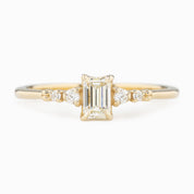 Estel Fleur Four Prongs Ring, 0.35ct Emerald Cut Diamond, 14k Yellow Gold (One of a kind)