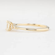 Estel Fleur Four Prongs Ring, 0.35ct Emerald Cut Diamond, 14k Yellow Gold (One of a kind)