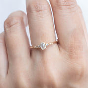 Estel Fleur Four Prongs Ring, 0.35ct Emerald Cut Diamond, 14k Yellow Gold (One of a kind)