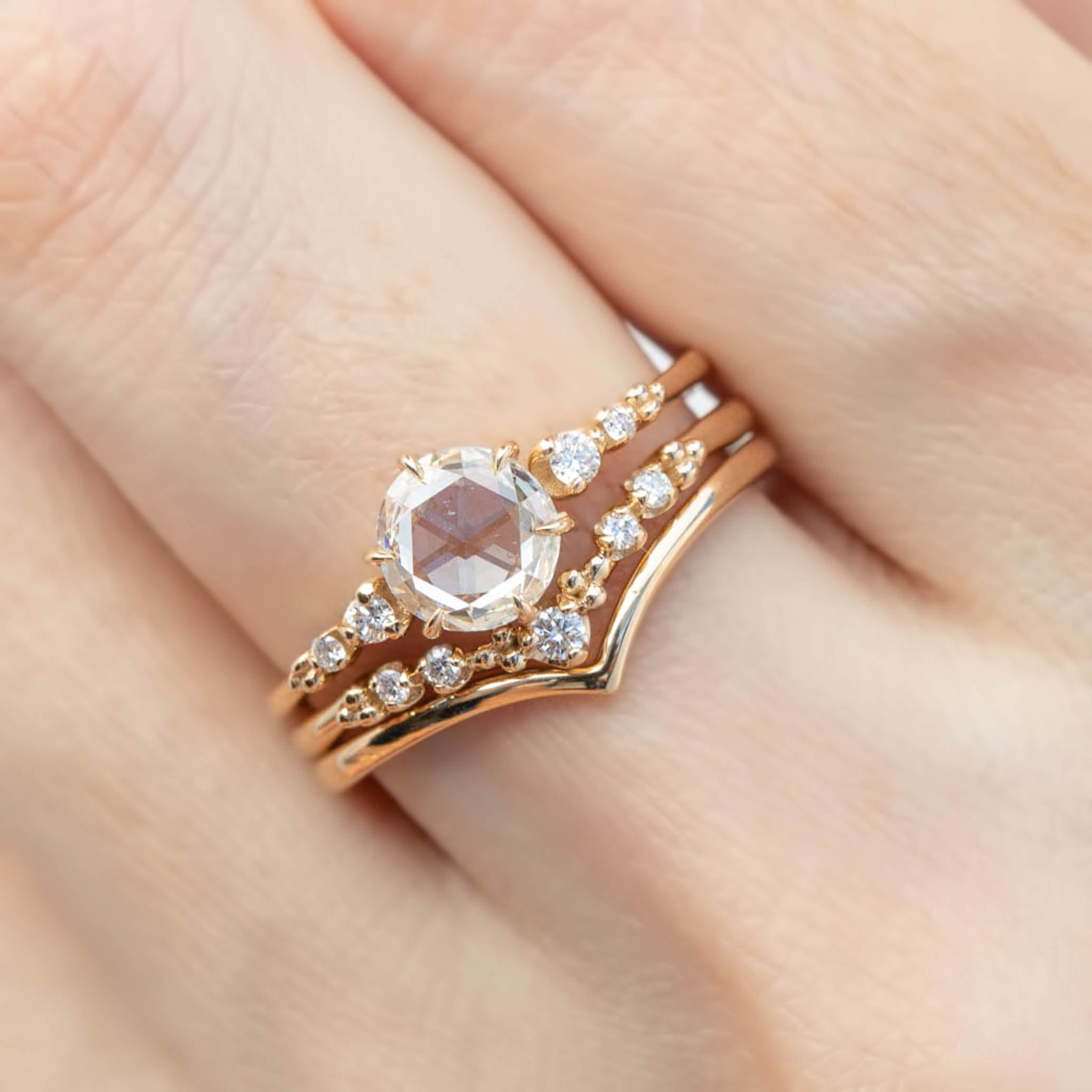 Mila Ring, 1.01ct Rose Cut Diamond, 14k Yellow Gold, GIA Certified (One of a kind)