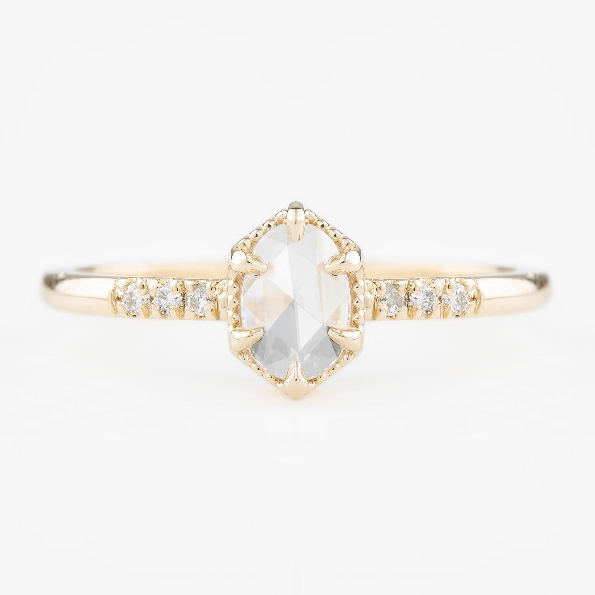 Grace Ring, 0.37ct Oval Rose Cut Diamond, 14K Yellow Gold (One of a kind)