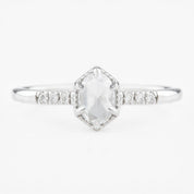 Grace Ring, 0.27ct Oval Rose Cut Diamond, 14k White Gold, (One of a kind)