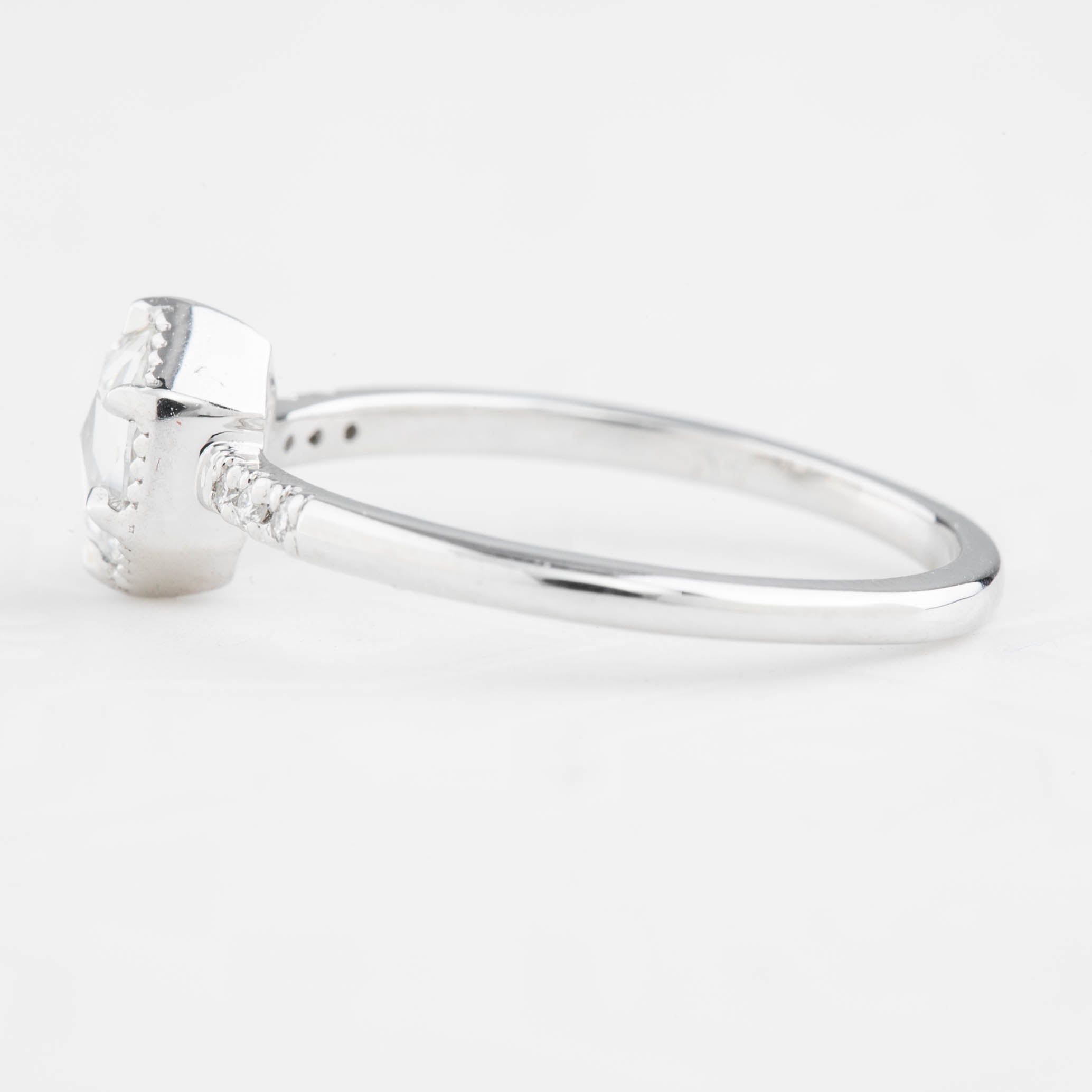 Grace Ring, 0.27ct Oval Rose Cut Diamond, 14k White Gold, (One of a kind)