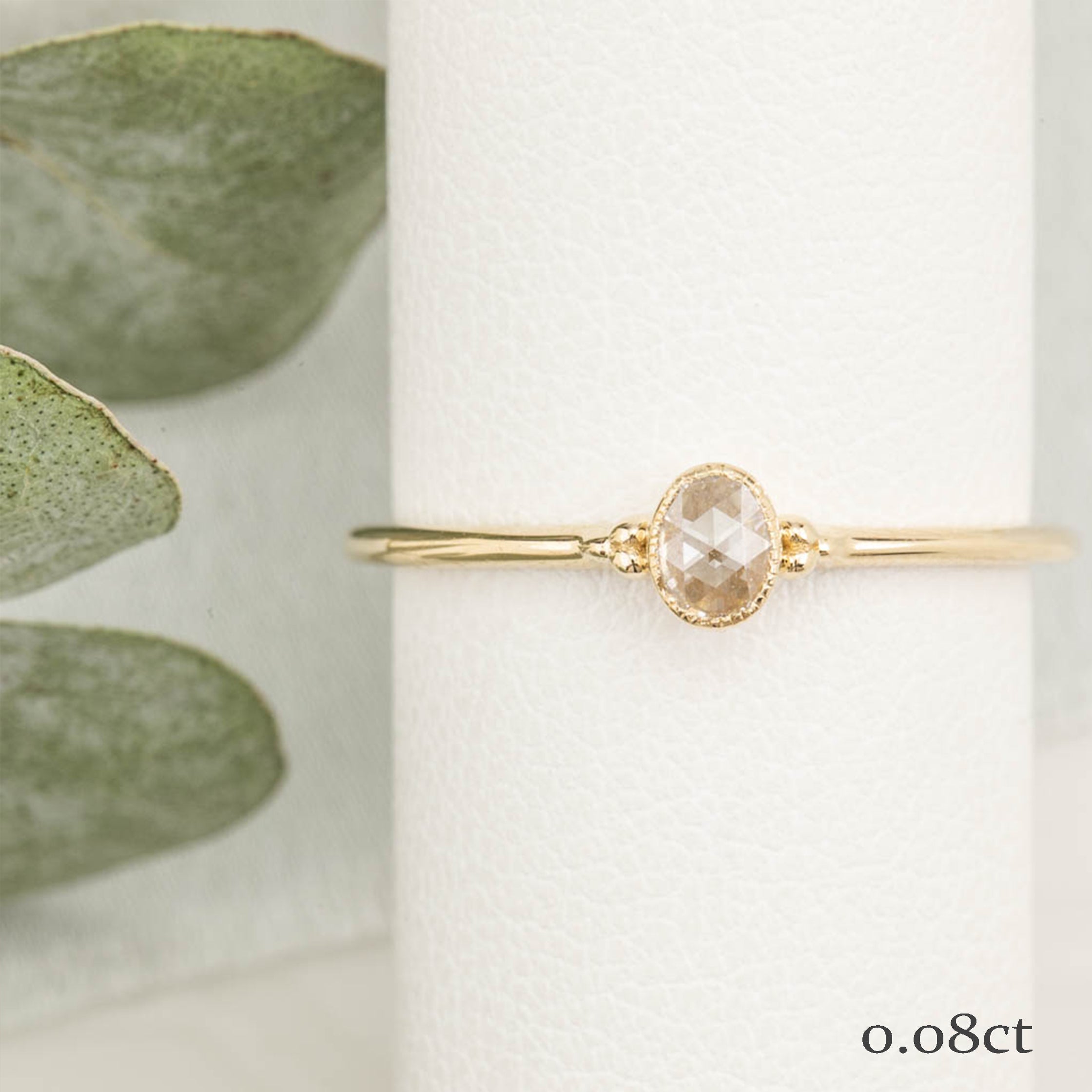 Iris Ring, 0.08-0.18ct Rose Cut Diamond, 14k Yellow Gold (One of a kind)
